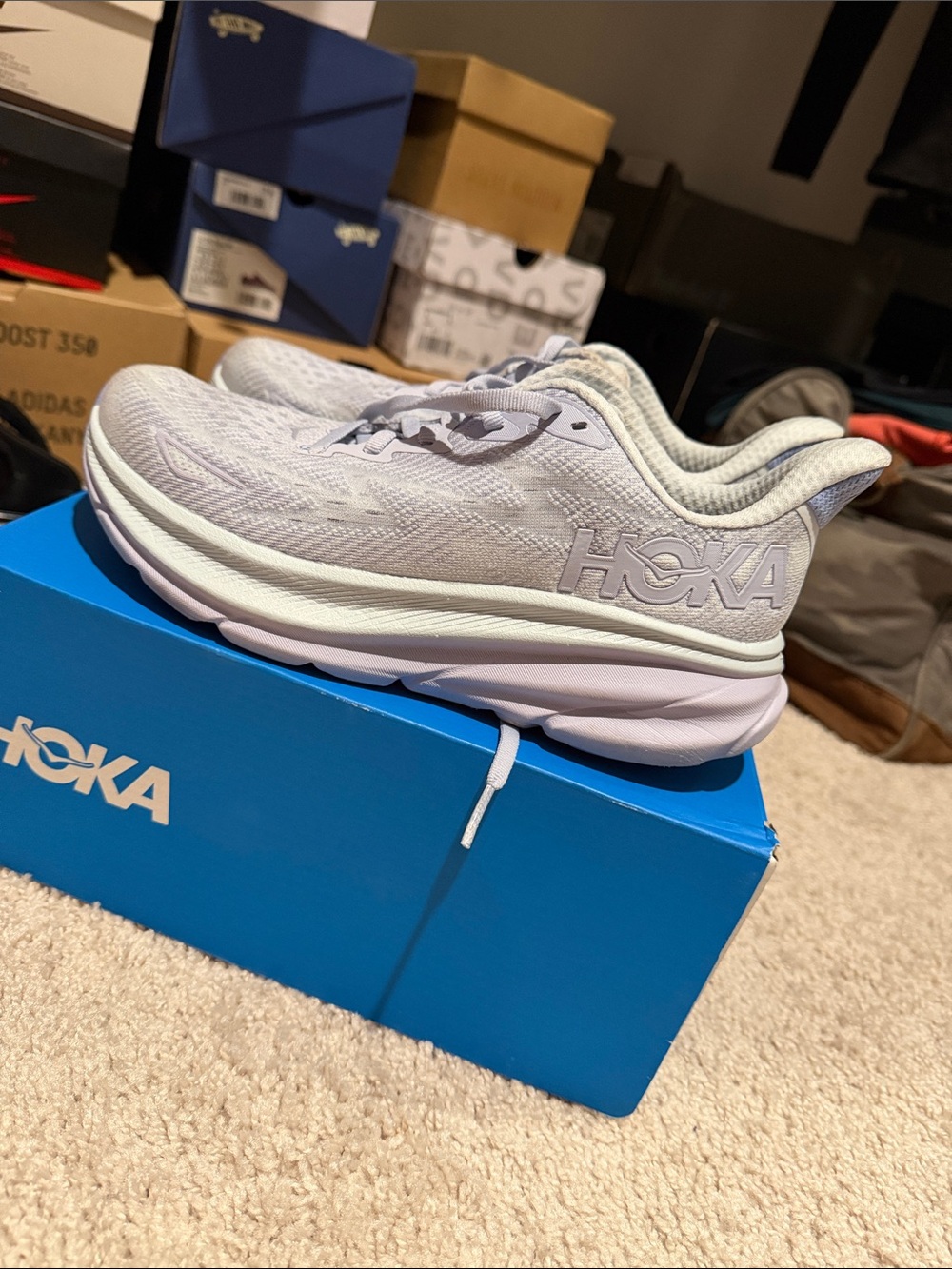 Hoka Lightweight Running Shoes in Light Lavender and White